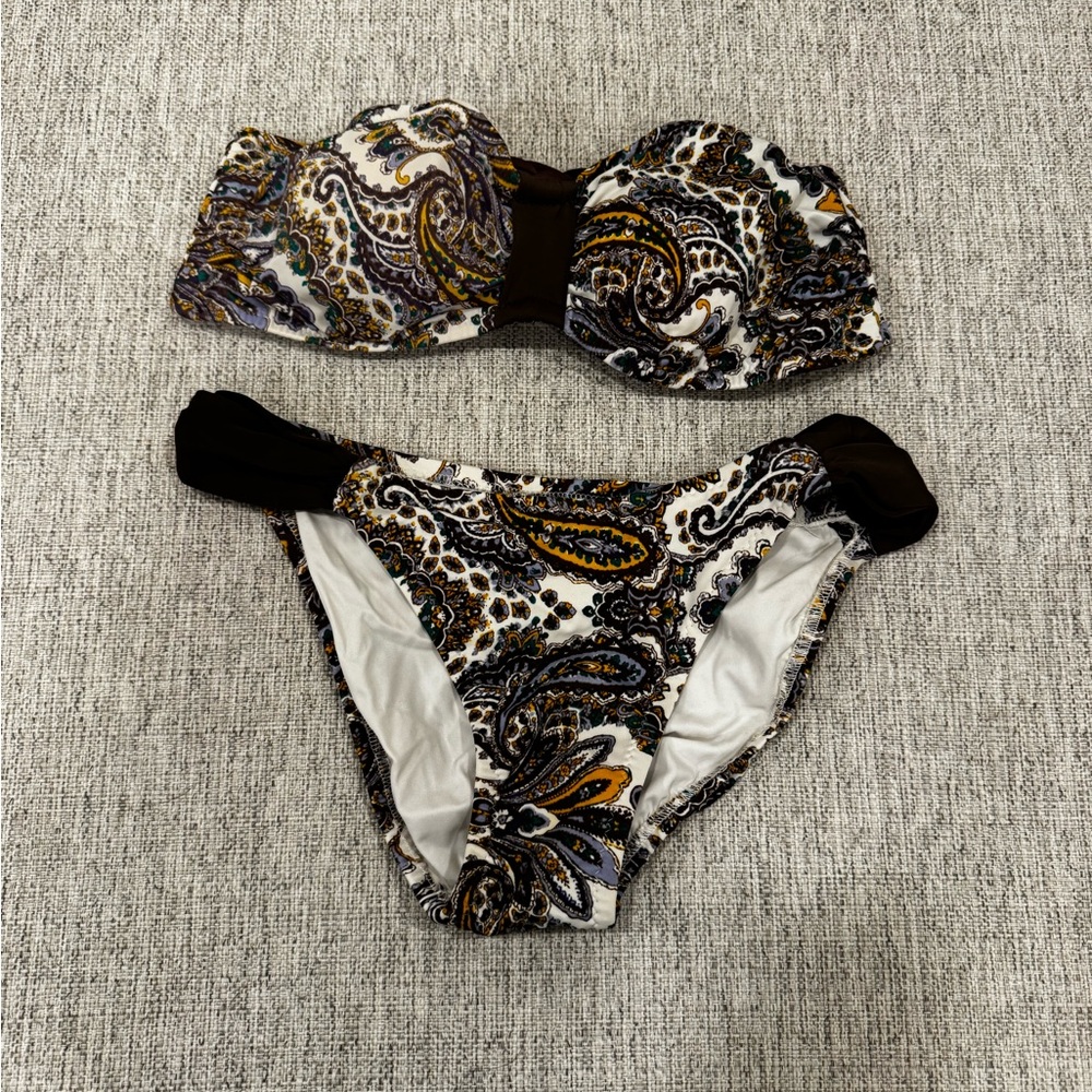 Bikini Headquarters Handmade Paisley Print Strapless Bikini